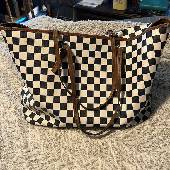 Rare Michael Kors Navy Checkered Tote - Picture 2 of 10